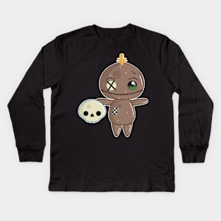 Cute Sack Puppet with Cute Skull Kids Long Sleeve T-Shirt